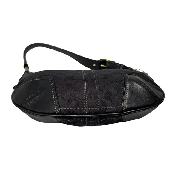 Y2K Coach Hampton Signature Jacquard Shoulder Hobo Bag Black Small Purse # 11371 - Picture 6 of 16